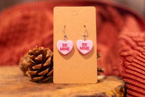 Dark Pink Candy Heart Earrings