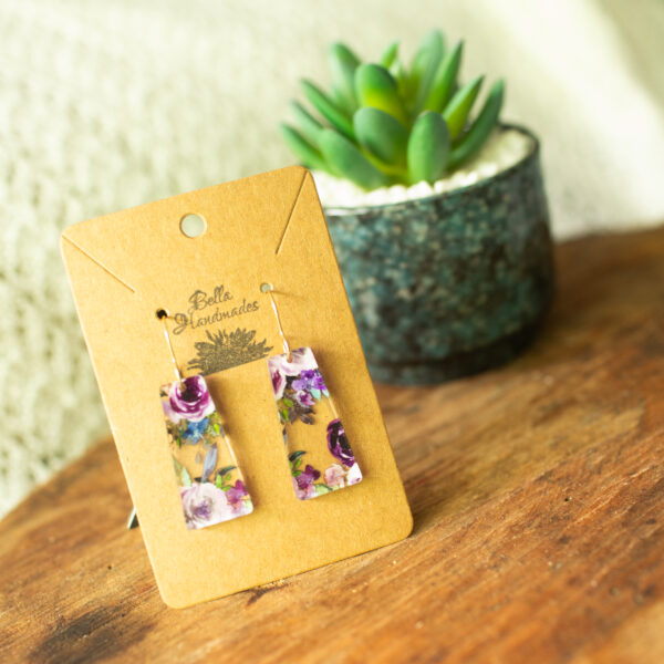 Purple Floral Drop Earrings