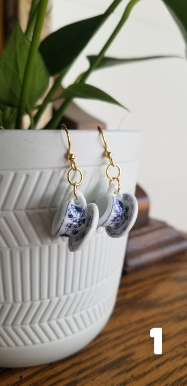 Tea Cup Dangle Earrings - Image 2