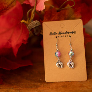 Pink and Blue Footprint Earrings