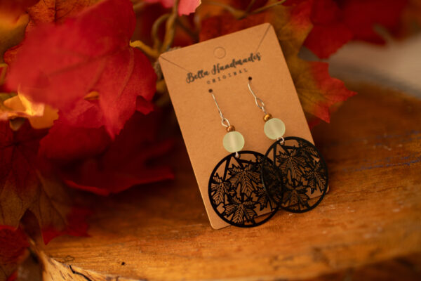 Black Floral Elegant Drop Earrings - Image 6