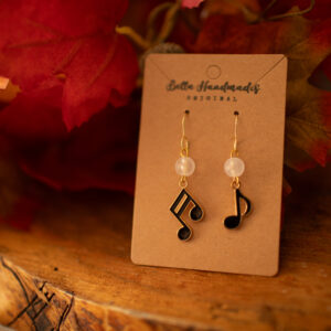 Musical Note Earrings in Black
