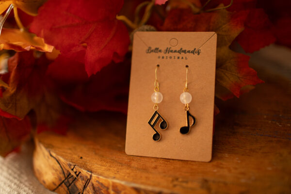Musical Note Earrings in Black