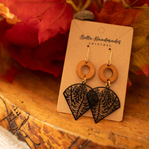 Black Floral Elegant Drop Earrings