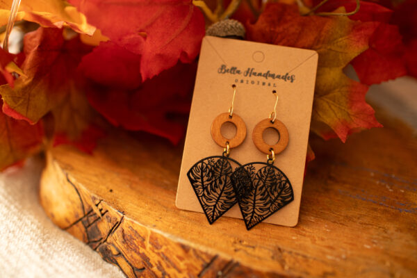 Black Floral Elegant Drop Earrings