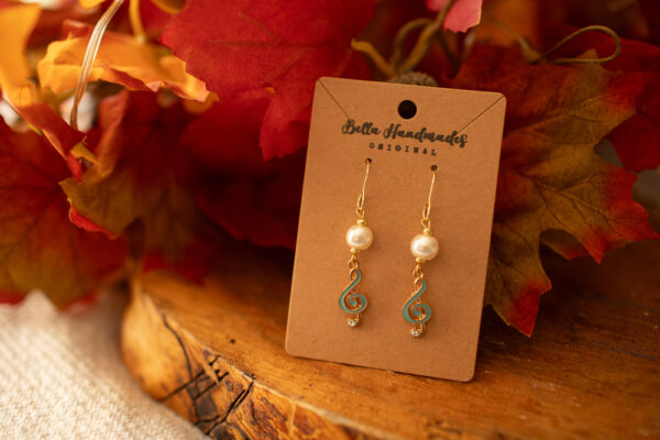 Treble Clef Pearl Earrings - Image 2